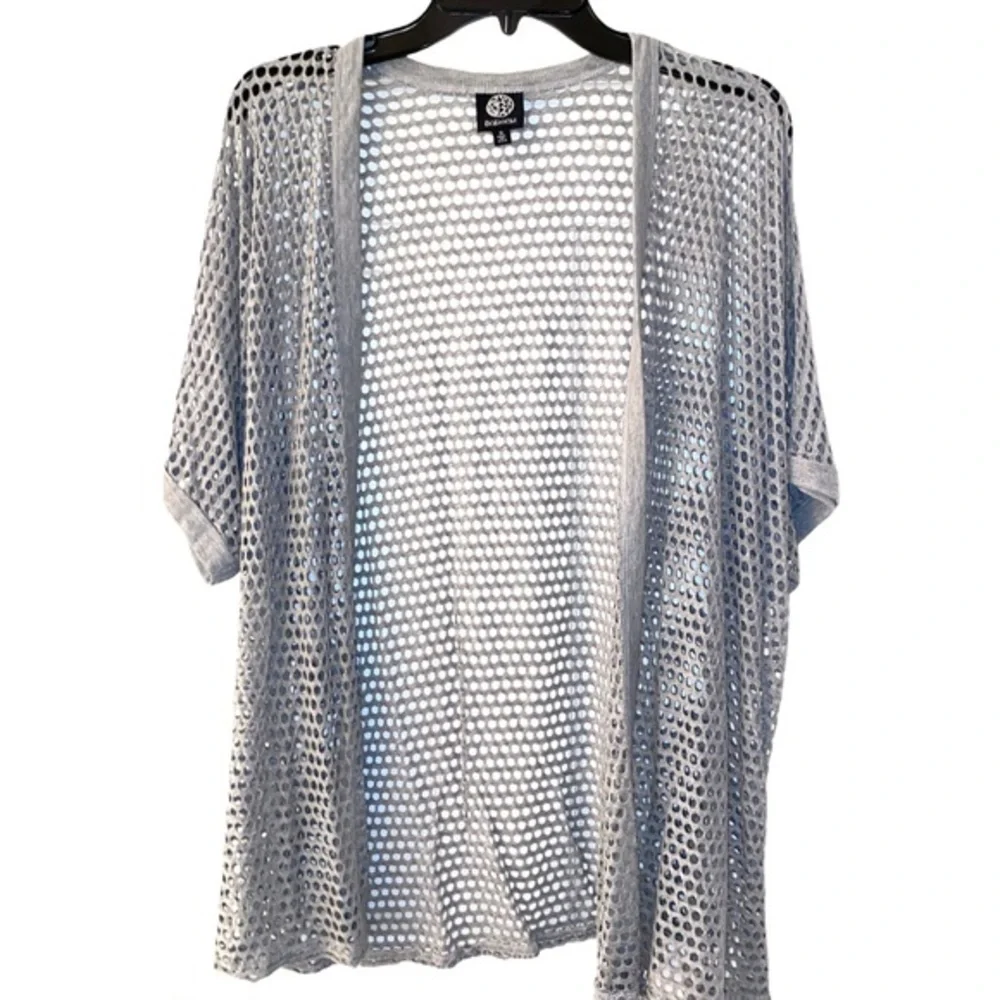 BOBEAU Gray Wide Fishnet Open Cardigan Kimono SZ S_6
